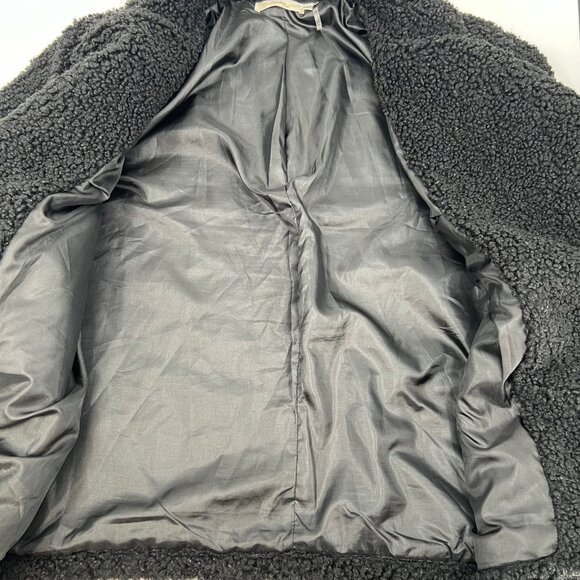 Andree Black Fuzzy Open Front Teddy Jacket | Size L - Picture 6 of 7